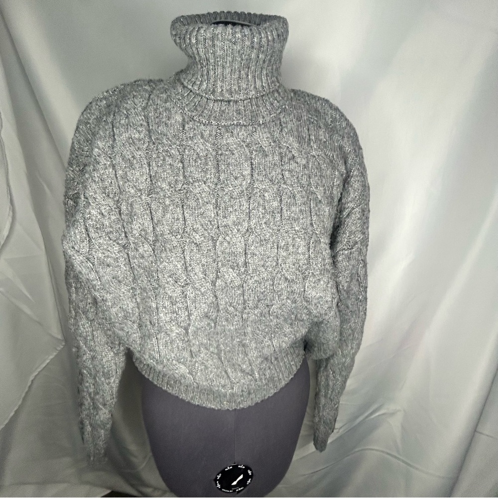 Gray Knit Turtleneck Sweater XL - Picture 2 of 5